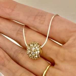 Womens Vintage Estate 10Kt Yellow Gold Modernist Pandora Ball Dainty Necklace